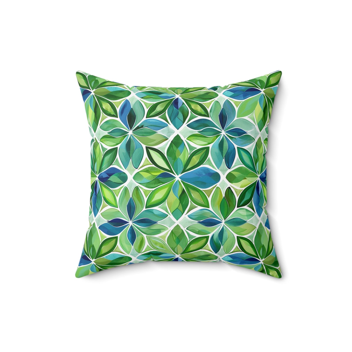 Spring Geo Flowers Square Throw Pillow - Spun Polyester - Double-Sided Print - Concealed Zipper - Available in 4 sizes.