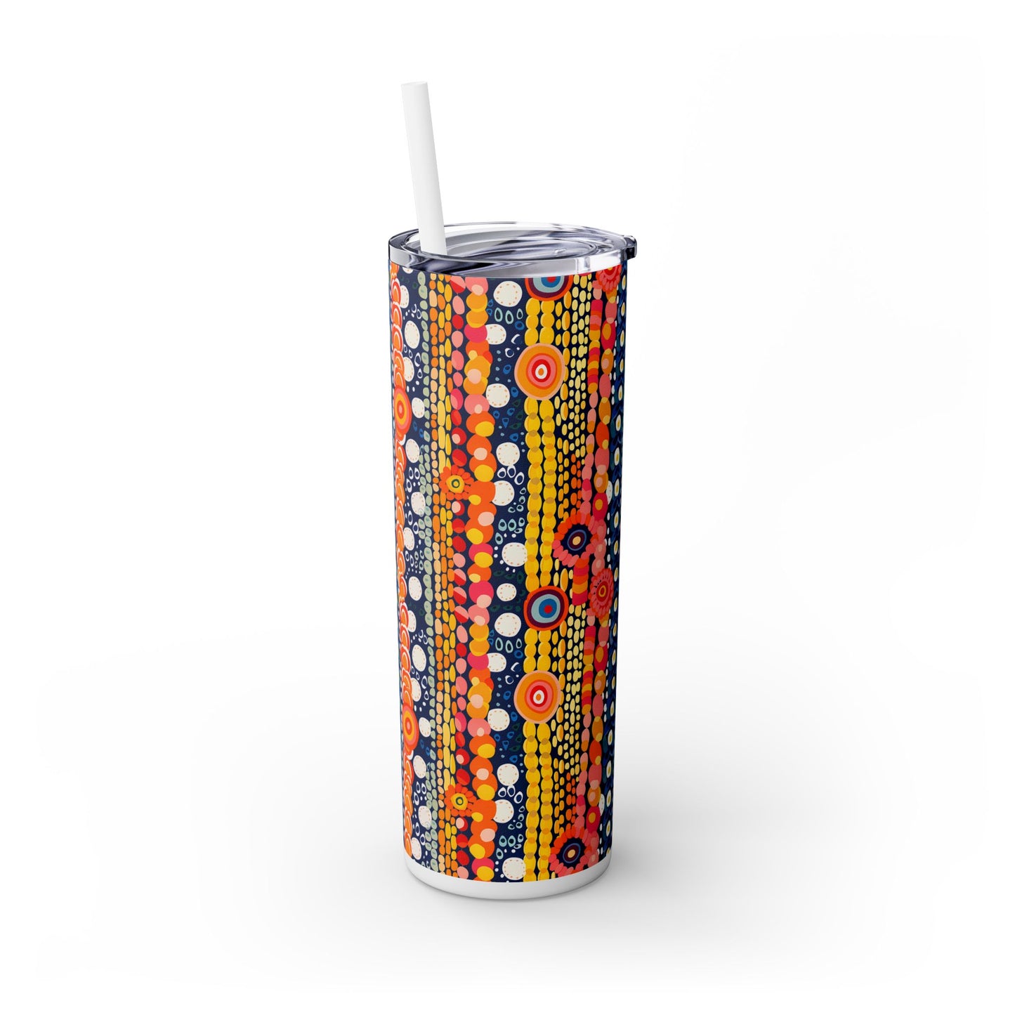 Dotty Delight Skinny Tumbler with Straw - 20 oz. Insulated Stainless Steel - Pop into Color with Every Sip!