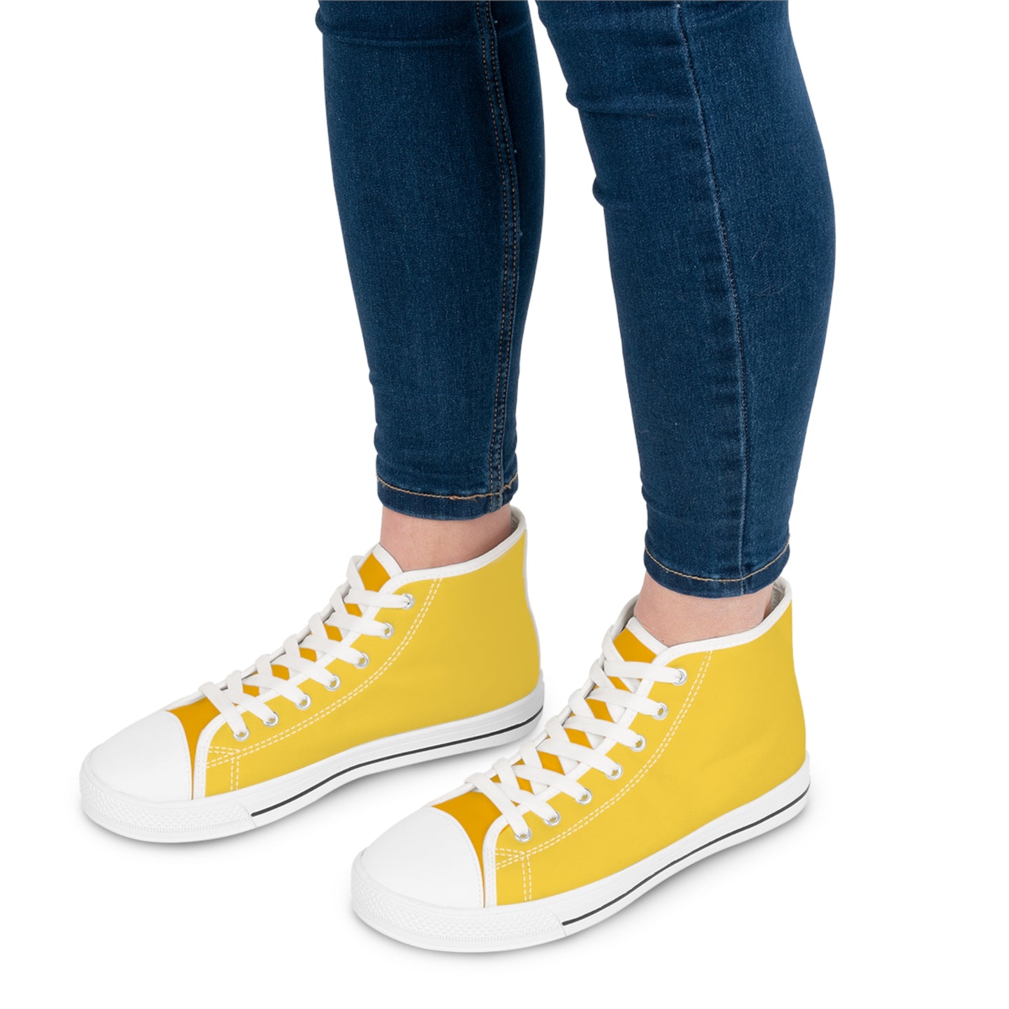 Daffodil Ladies' Two-Tone High Top Sneakers - Golden Glow with Every Step - Bright Your Day in Daffodil Delight!