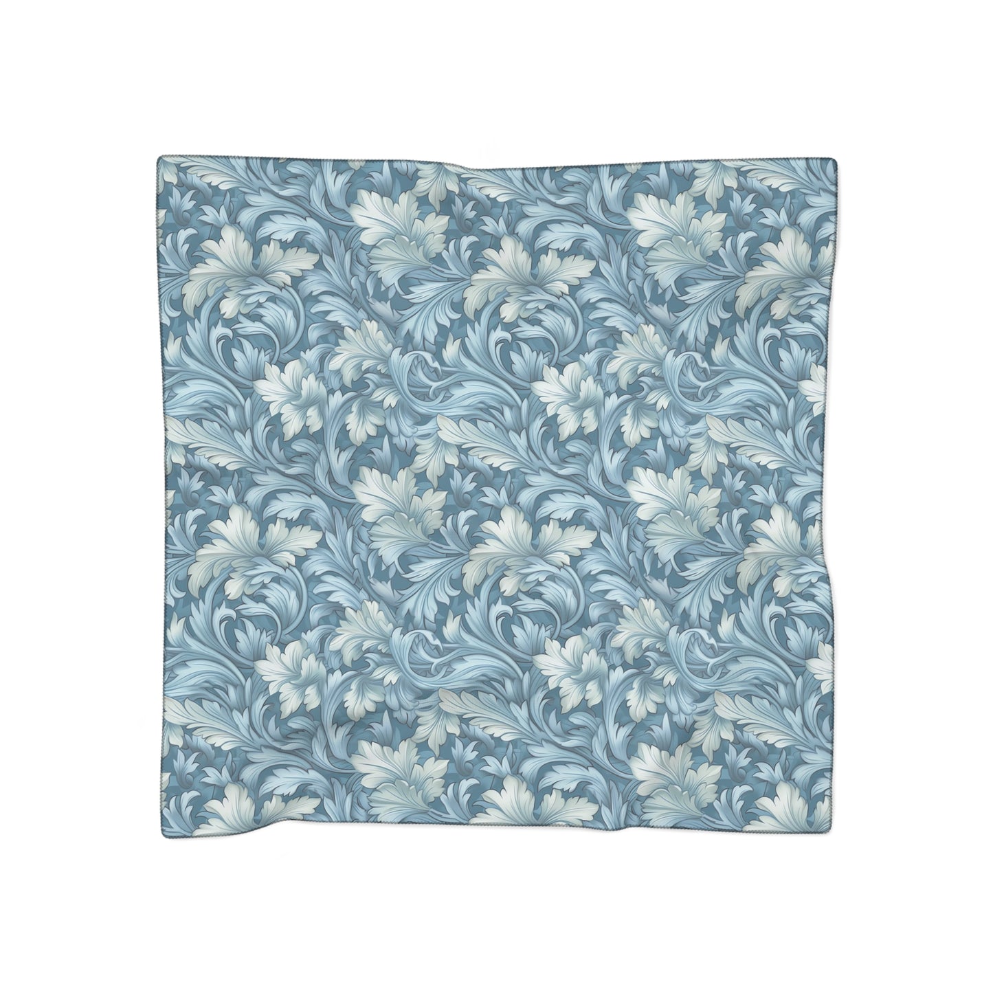 Soft Blue Leaf Tapestry Poly Voile Scarf. Lightweight & Stylish Accessory, Available in 2 sizes: 25" x 25" or 50" x 50"
