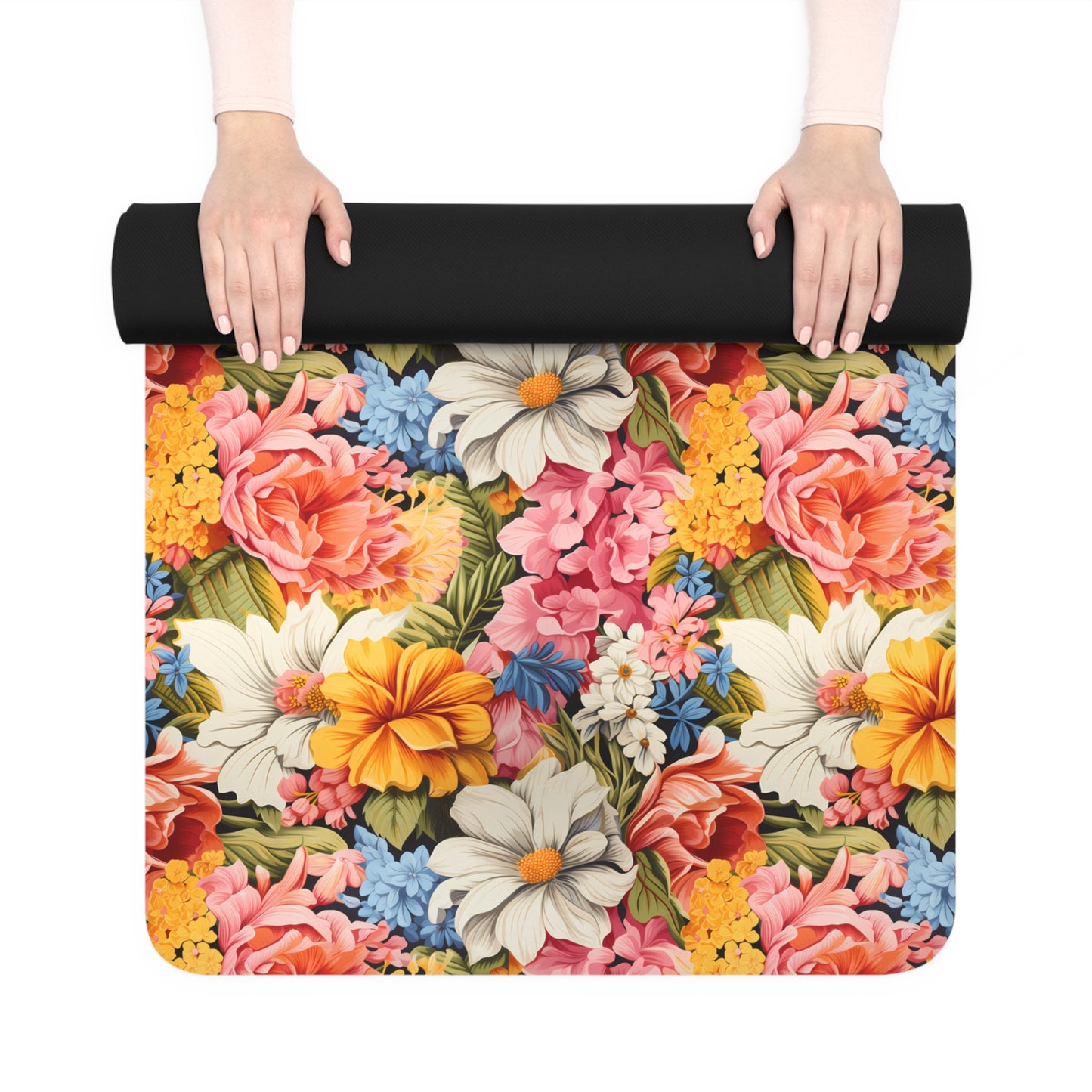 Chic Floral Rubber Yoga Mat - Where Vintage Elegance Meets Modern Flow: Step onto Art with Every Pose!