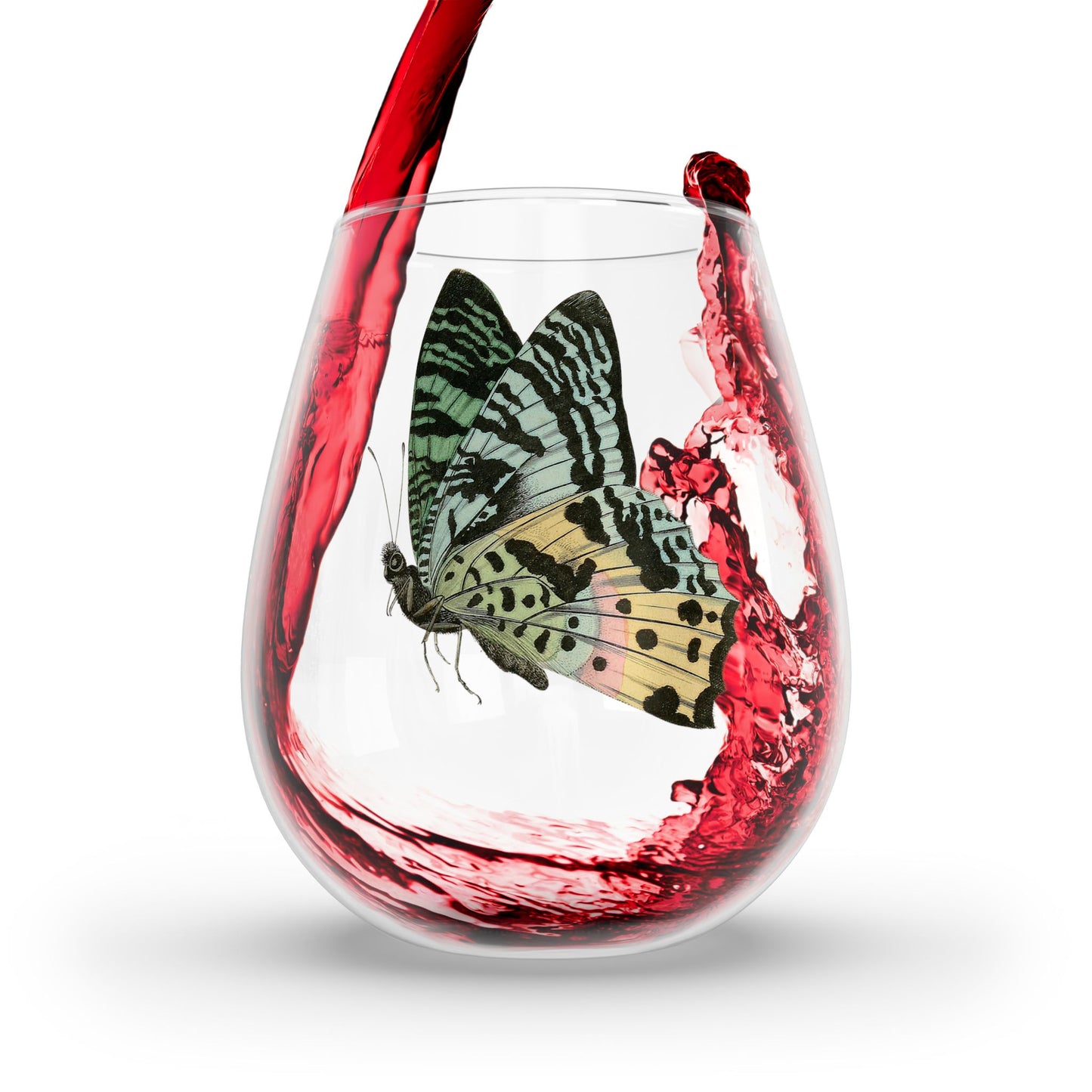 Celestial Moon Moth Stemless Wine Glass - 11.75 oz - Sip Under the Stars with a Touch of Magic! From our Timeless Wings Collection.