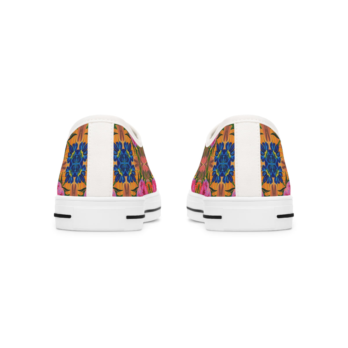Floral Fusion Ladies' Low Top Sneakers - Blossom Boldly - A Tapestry of Color and Shape!