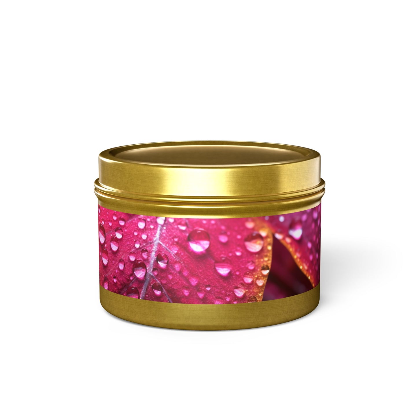 Tropical Dew Leaf Tin Candle. Embrace Nature's Serenity - A Tropical Retreat in Every Flame. Available in 2 sizes, 3 finishes, and 3 scents.