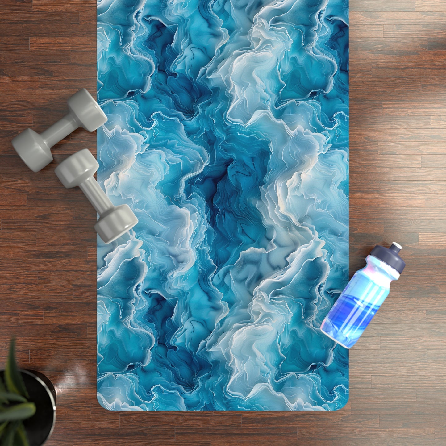 Glacial Caverns Rubber Yoga Mat - Dive into Tranquility with Glacial Caverns.