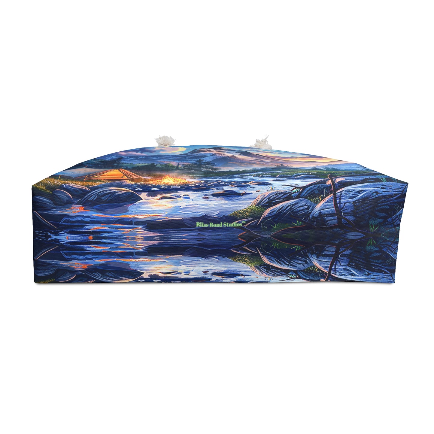 Mountain Creekside Campfire Weekender Bag - Embrace the Wilderness - Where Rocky Peaks Meet Tranquil Streams!