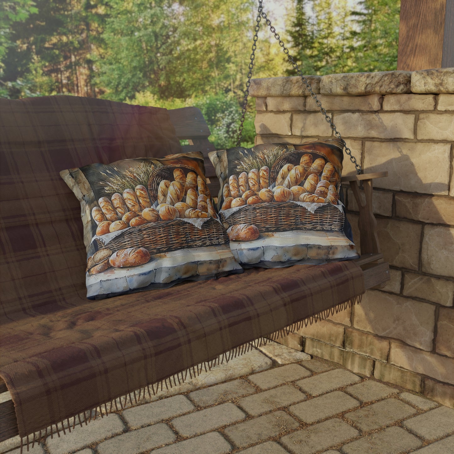 Bakery Bliss Square Outdoor Pillow - Spun Polyester - Double-Sided Print - UV-Resistant - Water Resistant - Available in 3 sizes.