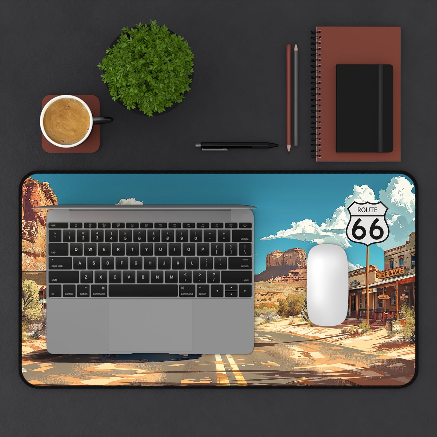 Route 66 Adventure Desk Mat (Desk Pad) - Ride into Retro Waves of Route 66! Available in 3 sizes.