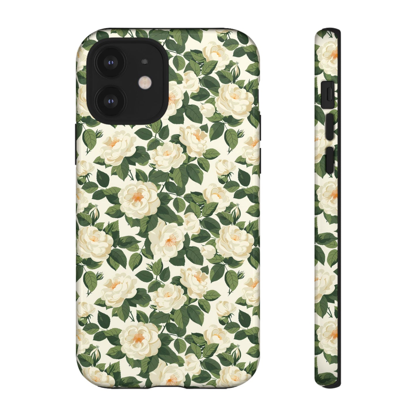 White Roses at Dawn Tough Phone Case for Apple iPhone, Samsung Galaxy, and Google Pixel.