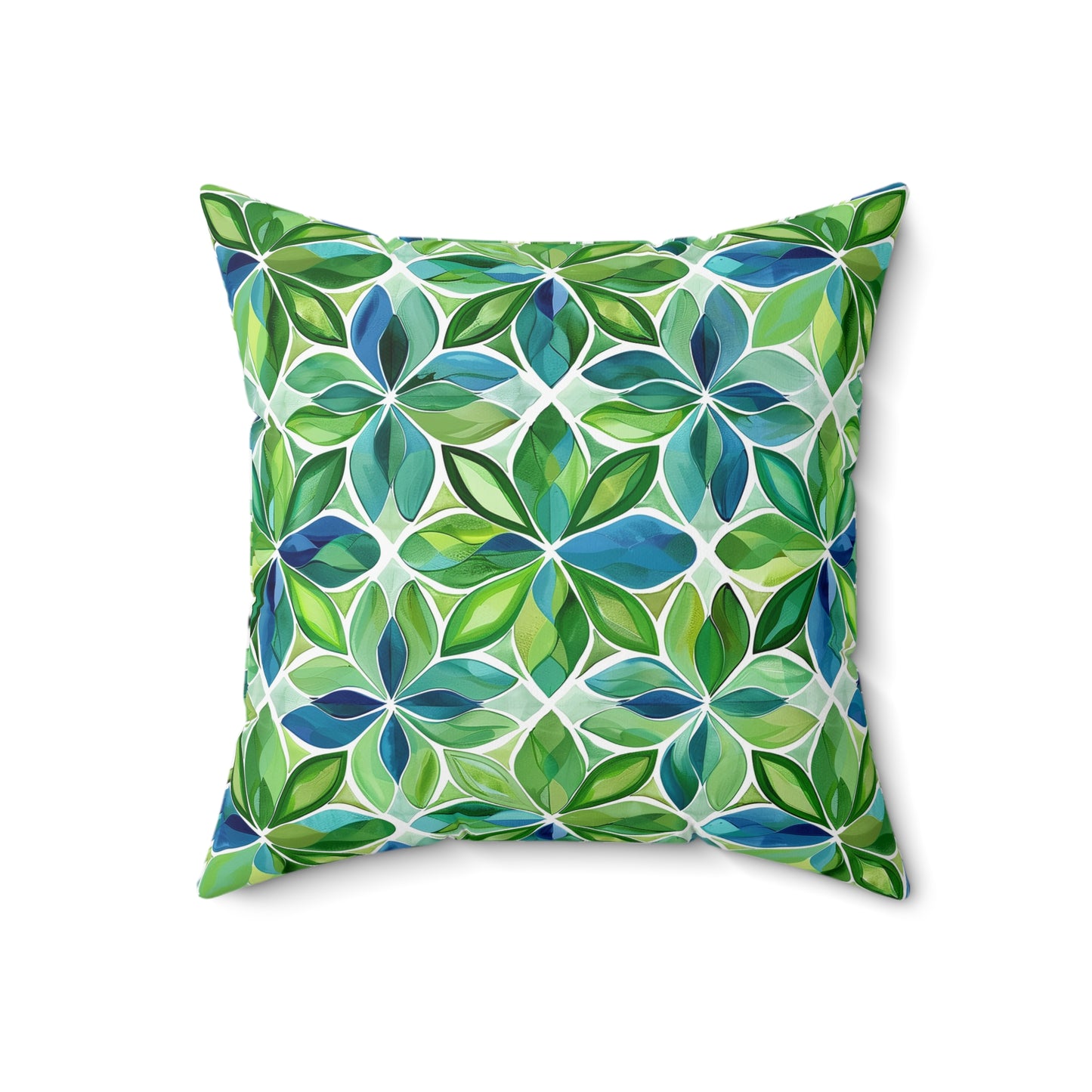 Spring Geo Flowers Square Throw Pillow - Spun Polyester - Double-Sided Print - Concealed Zipper - Available in 4 sizes.