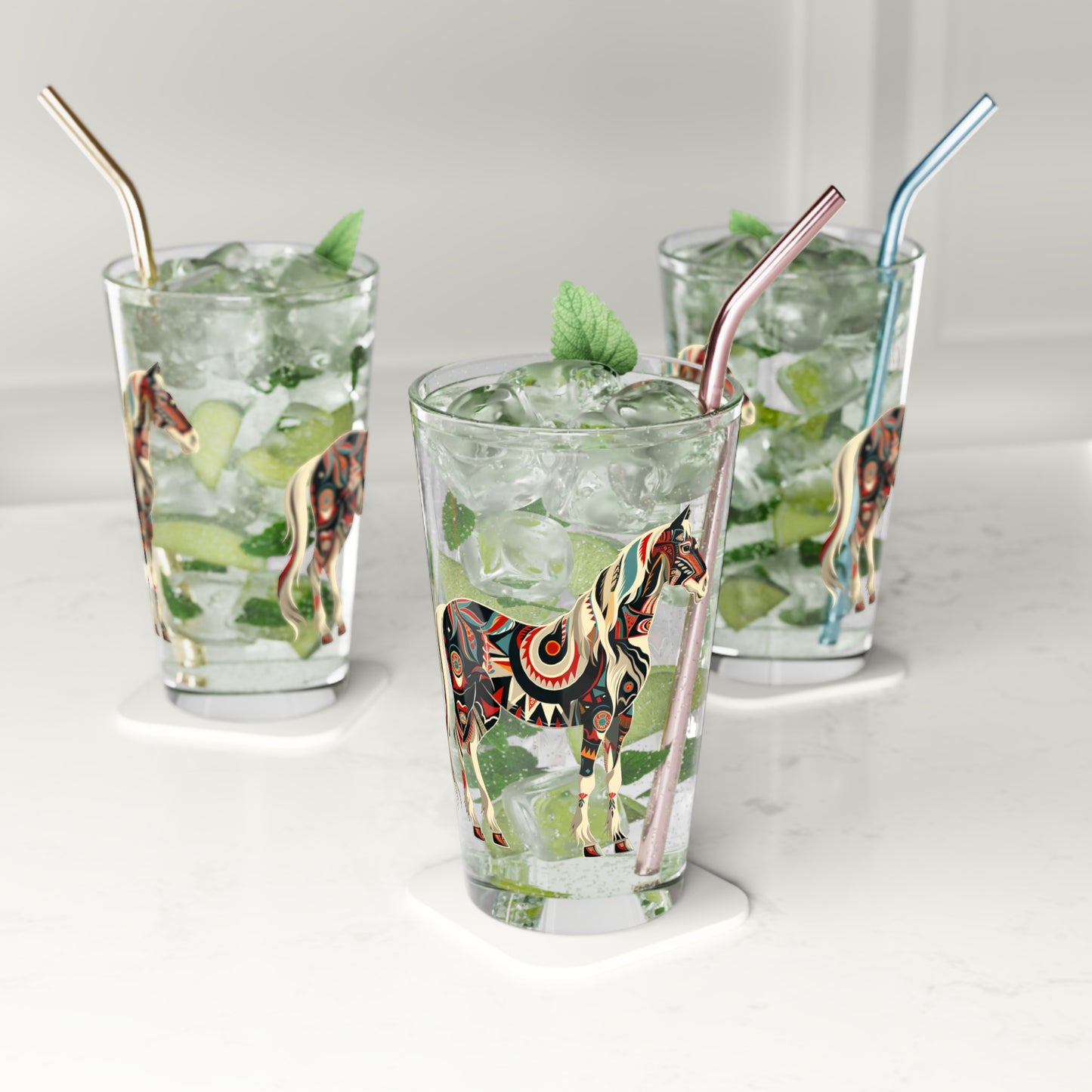 Autumn Stallion Grace Pint Glass - 16 oz - Stride into Elegance with Every Sip! From our Spirit of the Wild Collection.