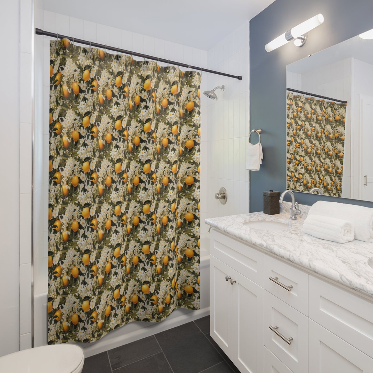 Lemony Blossoms Shower Curtain - Bring a Burst of Sunshine to Your Bathroom!