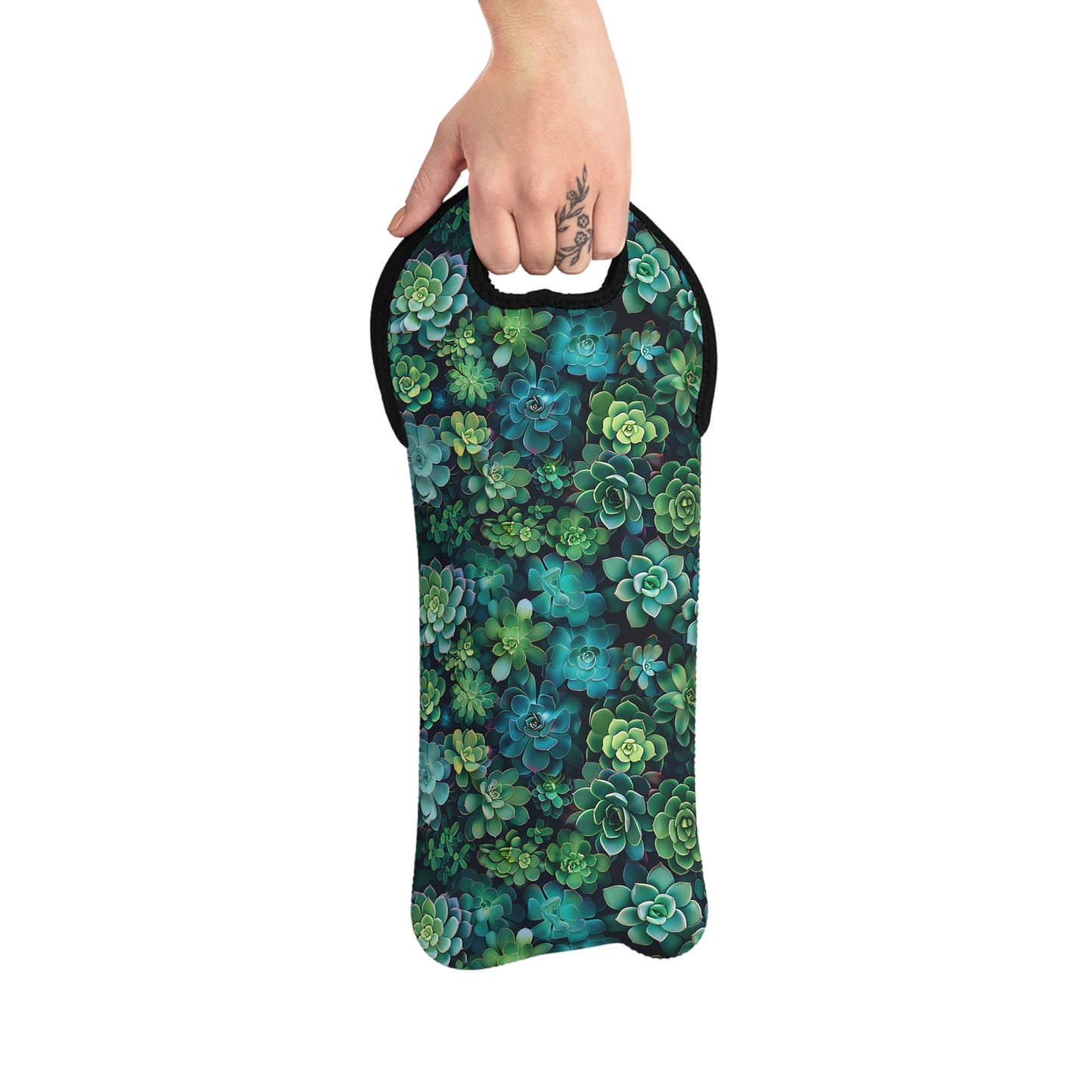 Succulent Forest Wine Tote Bag - 100% Neoprene - Carry a Touch of Nature's Elegance with Every Pour!