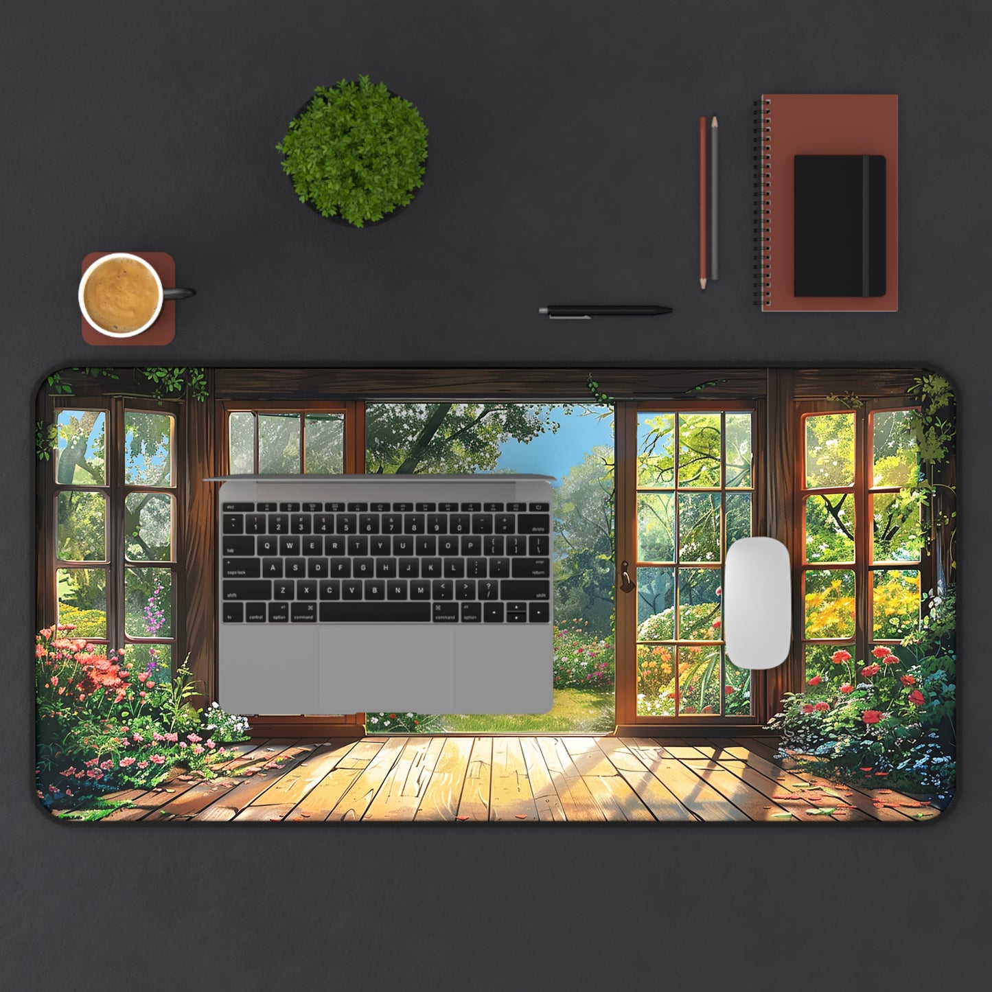 Spring Garden View Desk Mat (Desk Pad) - Bring the Tranquility of a Spring Garden to Your Workspace! Available in 3 sizes.