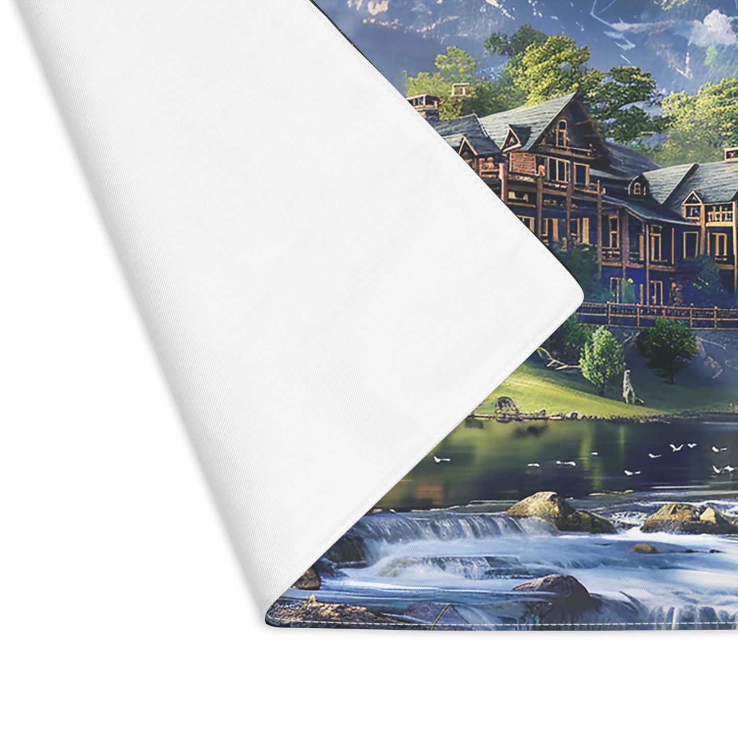 Grand Mountain Lodge Placemat - Dine in Luxury, Surrounded by Nature's Majesty! Cotton Twill - 18" x 14"