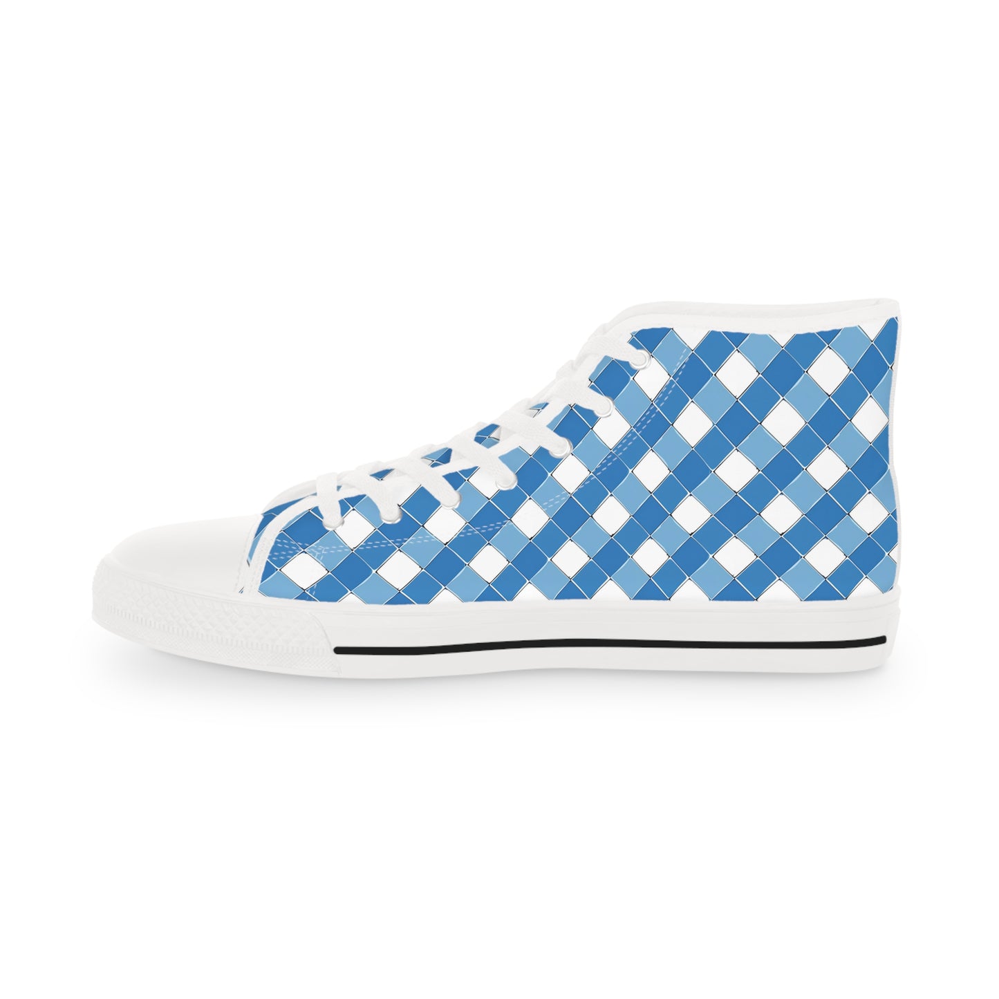 Modern Blue Ribbon Men's High Top Sneakers - Stride in Style - Classic Patterns Reimagined!