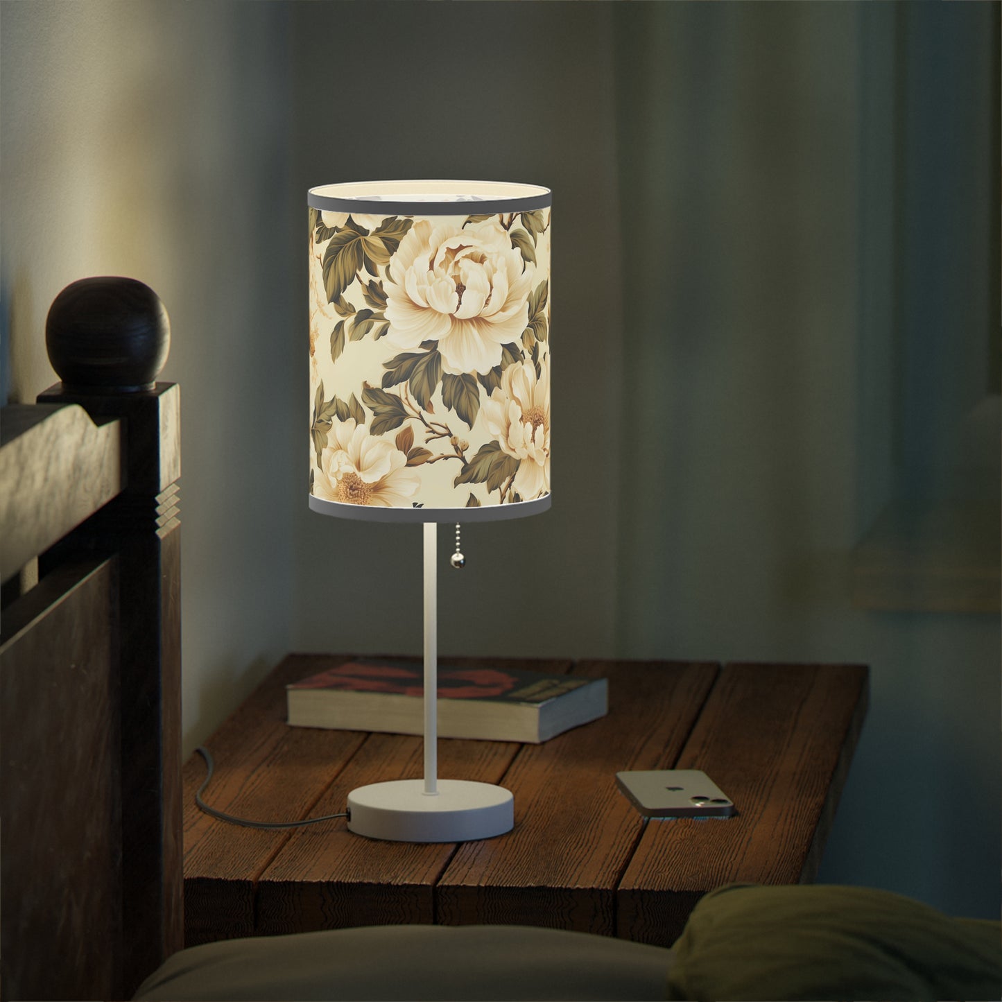 Austen Blooms Modern Table Lamp. 20" Tall, Metal Stand, US|CA Plug, Available in 2 Finishes & Multiple Trim Colors