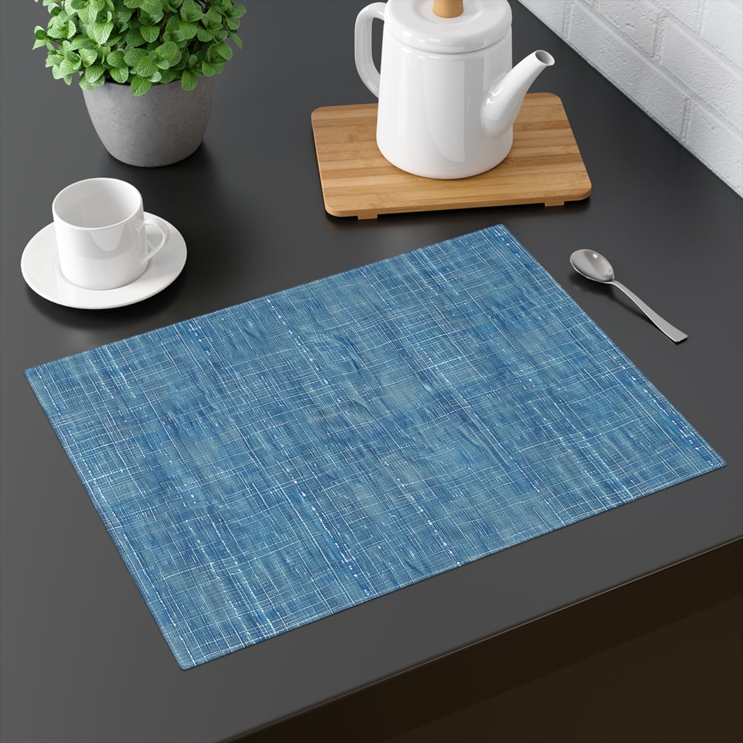 Blue Denim Placemat - Elevate Your Table Settings with Linen-Like Denim-Inspired Elegance! Cotton Twill - 18" x 14"