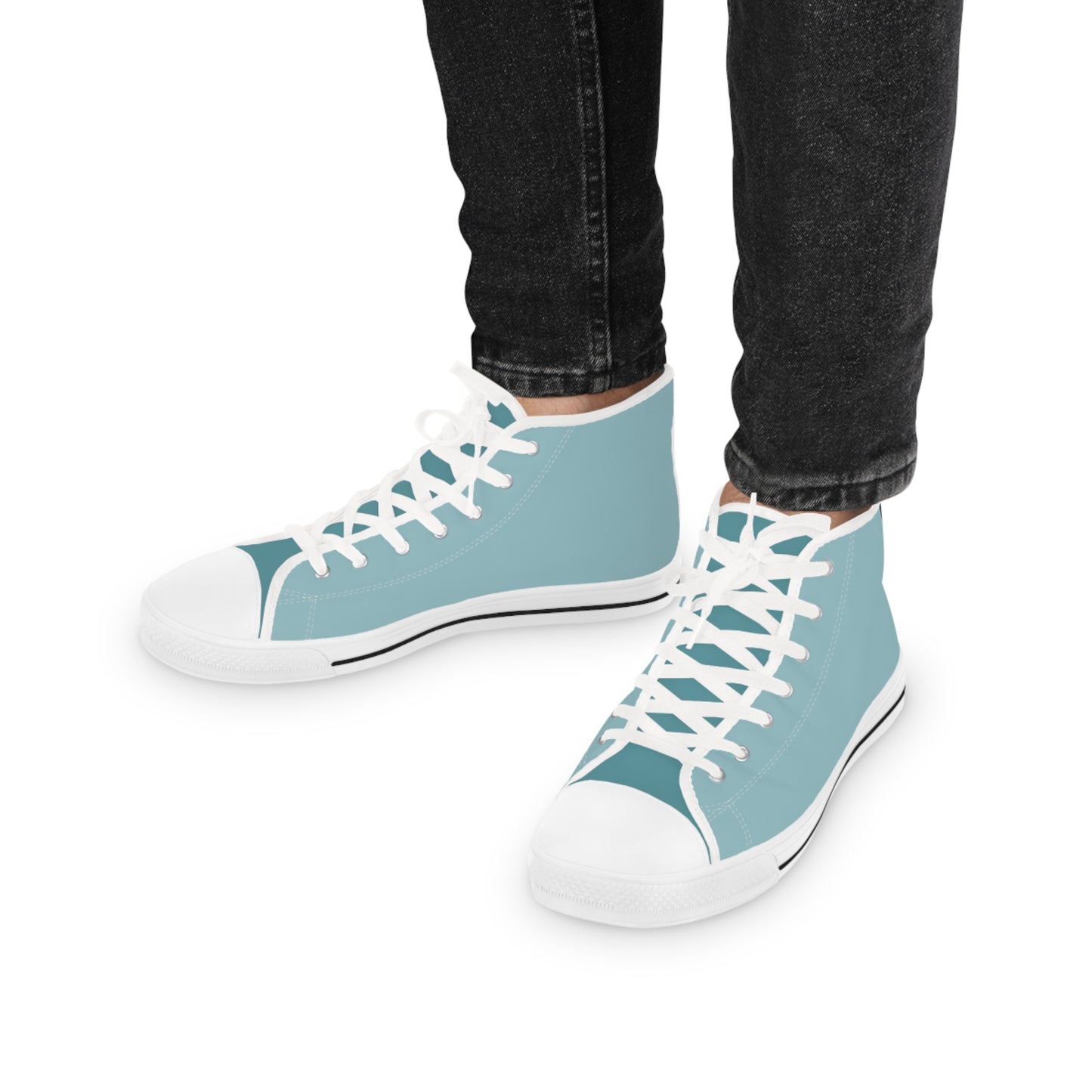 Glacial Ocean Men's Two-Tone High Top Sneakers - Step Into Arctic Cool – Where Pristine Ice Meets Ocean Depth!