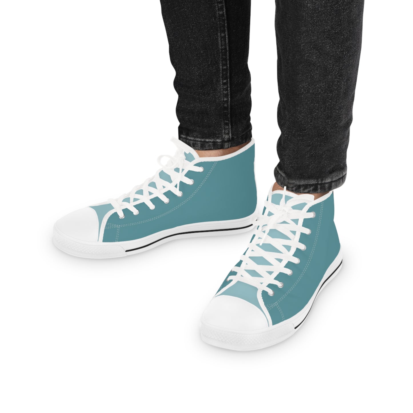 Arctic Ocean Men's Two-Tone High Top Sneakers - Step Into Subtle Style – Where Dark Teal Meets Cool Contrast!
