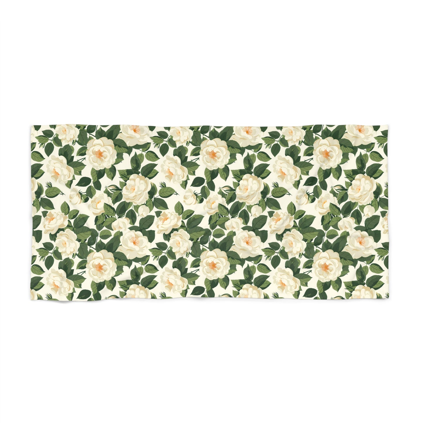 White Roses at Dawn Luxurious Beach Towel - Lie on a Bed of Roses with White Roses on White! Available in 2 sizes.