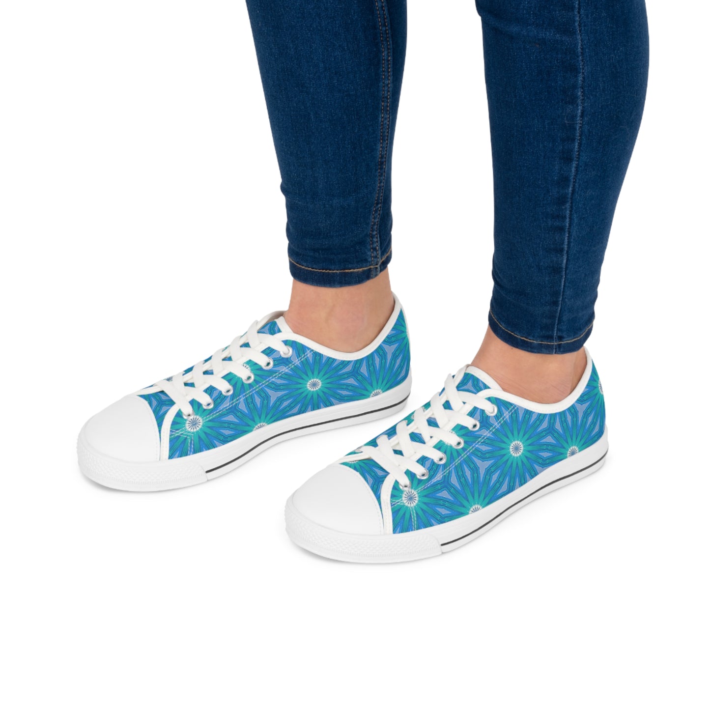 Sapphire Nebula Ladies' Low Top Sneakers - Stellar Comfort, Earthy Elegance - Walk Among the Stars!