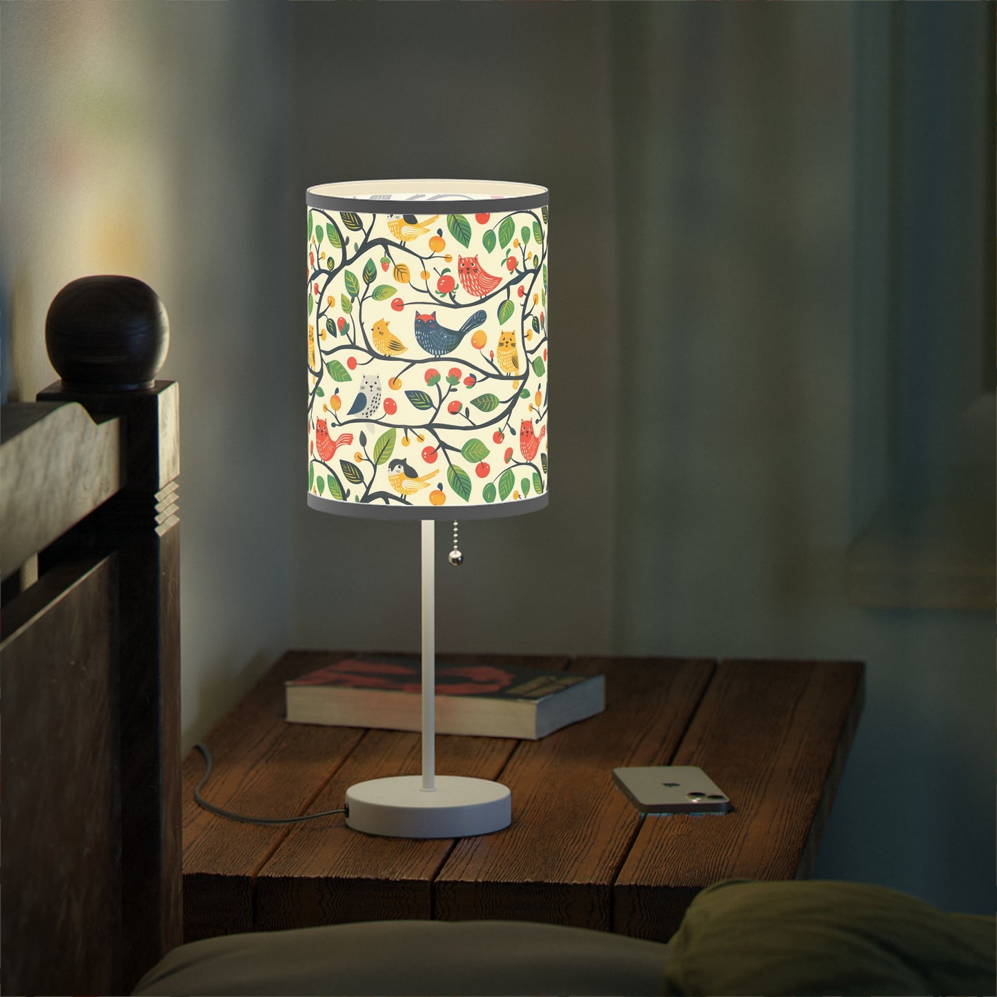 Catbird Tree Modern Table Lamp. 20" Tall, Metal Stand, US|CA Plug, Available in 2 Finishes & Multiple Trim Colors
