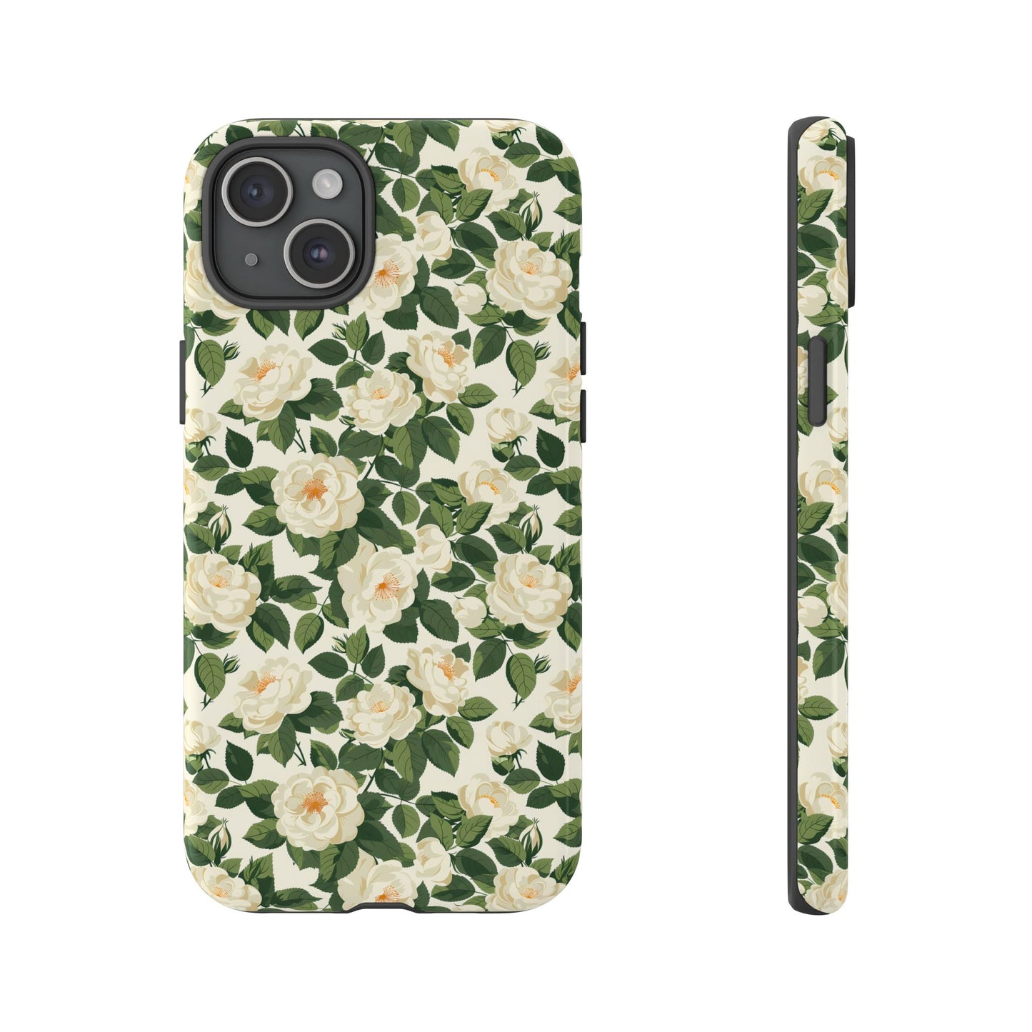 White Roses at Dawn Tough Phone Case for Apple iPhone, Samsung Galaxy, and Google Pixel.