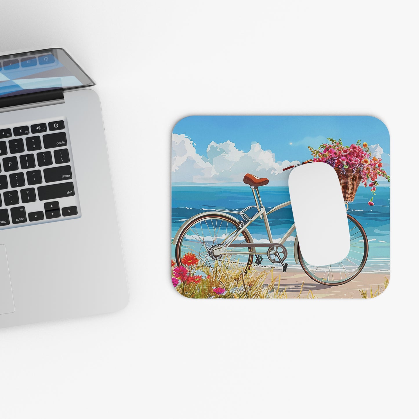 Daisy Beach Rider Mouse Pad - Create a Sunny Seaside Escape with the Daisy Beach Rider!