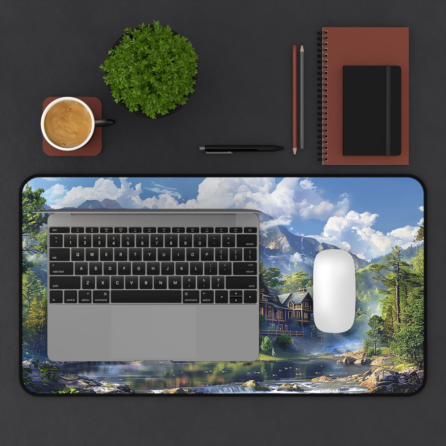Grand Mountain Lodge Desk Mat (Desk Pad) - Luxury and Nature Unite at Your Desk! Available in 3 sizes.