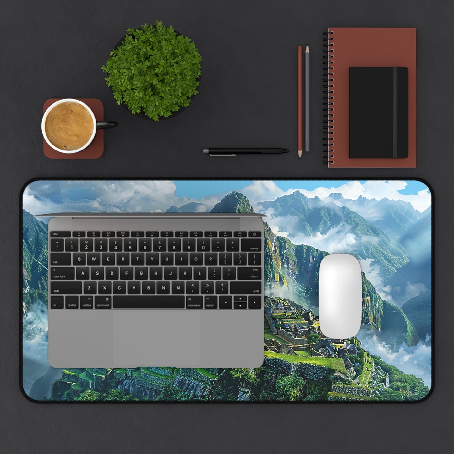 Machu Picchu Misty Peaks Desk Mat (Desk Pad) - Bring the Mystical Beauty of Machu Picchu to Your Workspace! Available in 3 sizes.