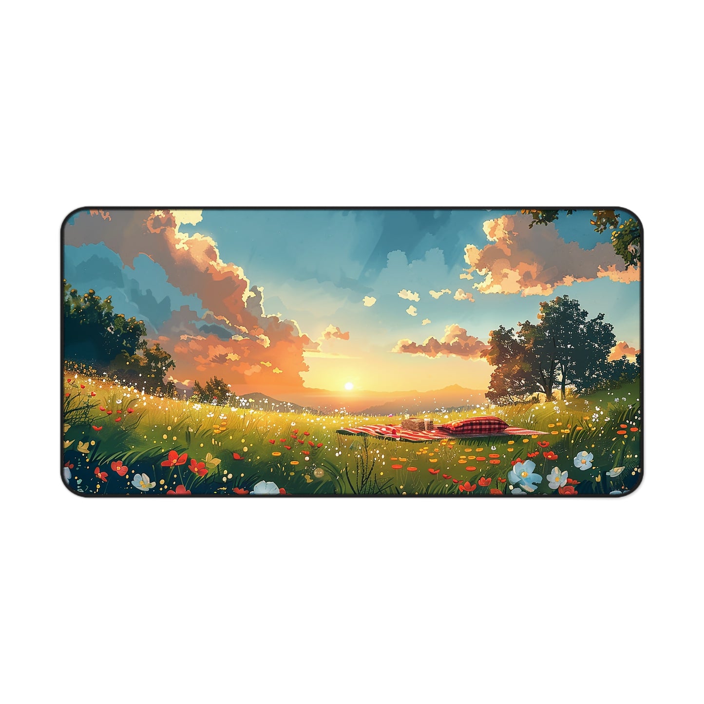 Meadow Picnic Desk Mat (Desk Pad) - Design Your Desk with Daisies - Work Where the Grass is Greener! Available in 3 sizes!