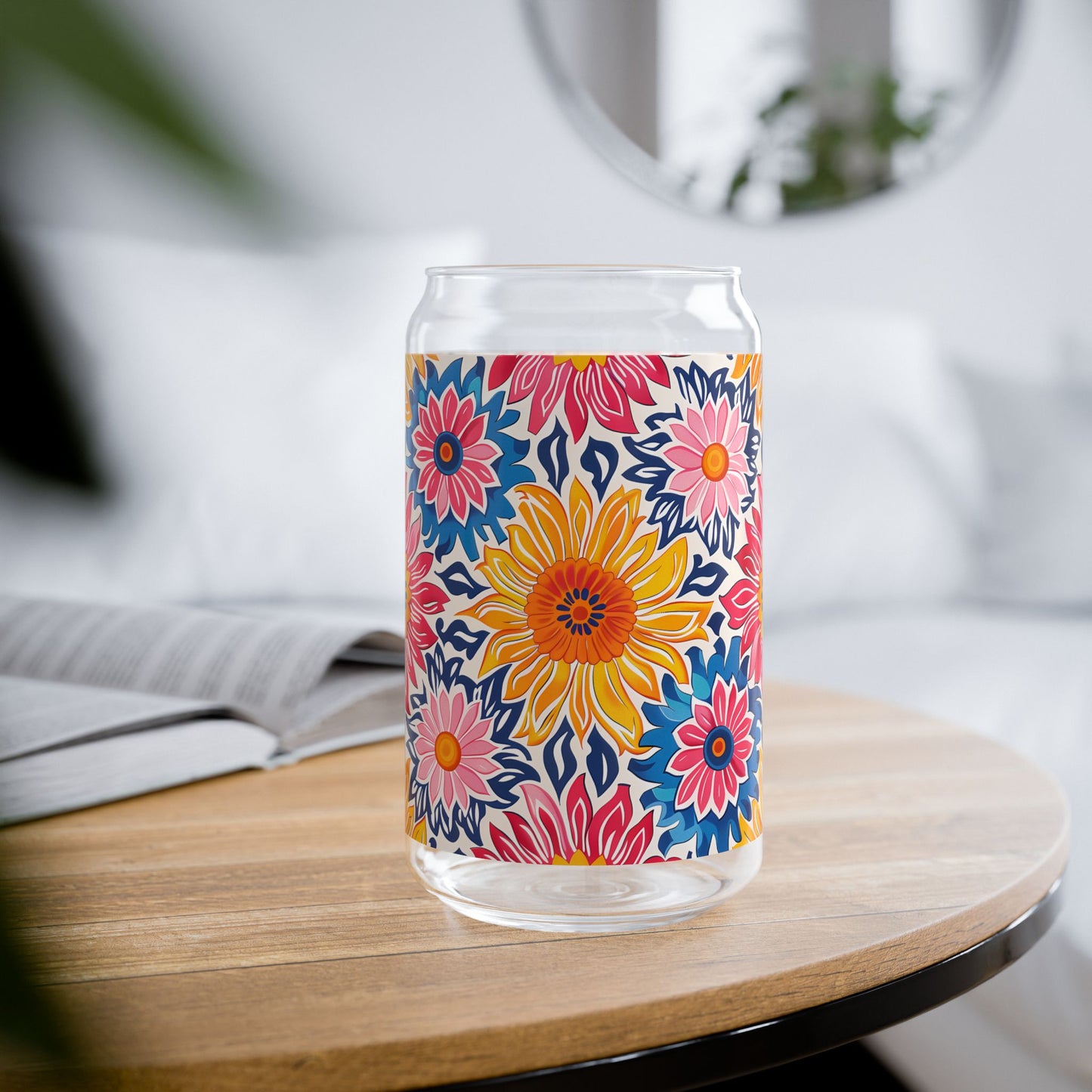 Sunsplash Petals Sipper Glass Tumbler - 16 oz - Sip in the Sunshine with Every Petal!