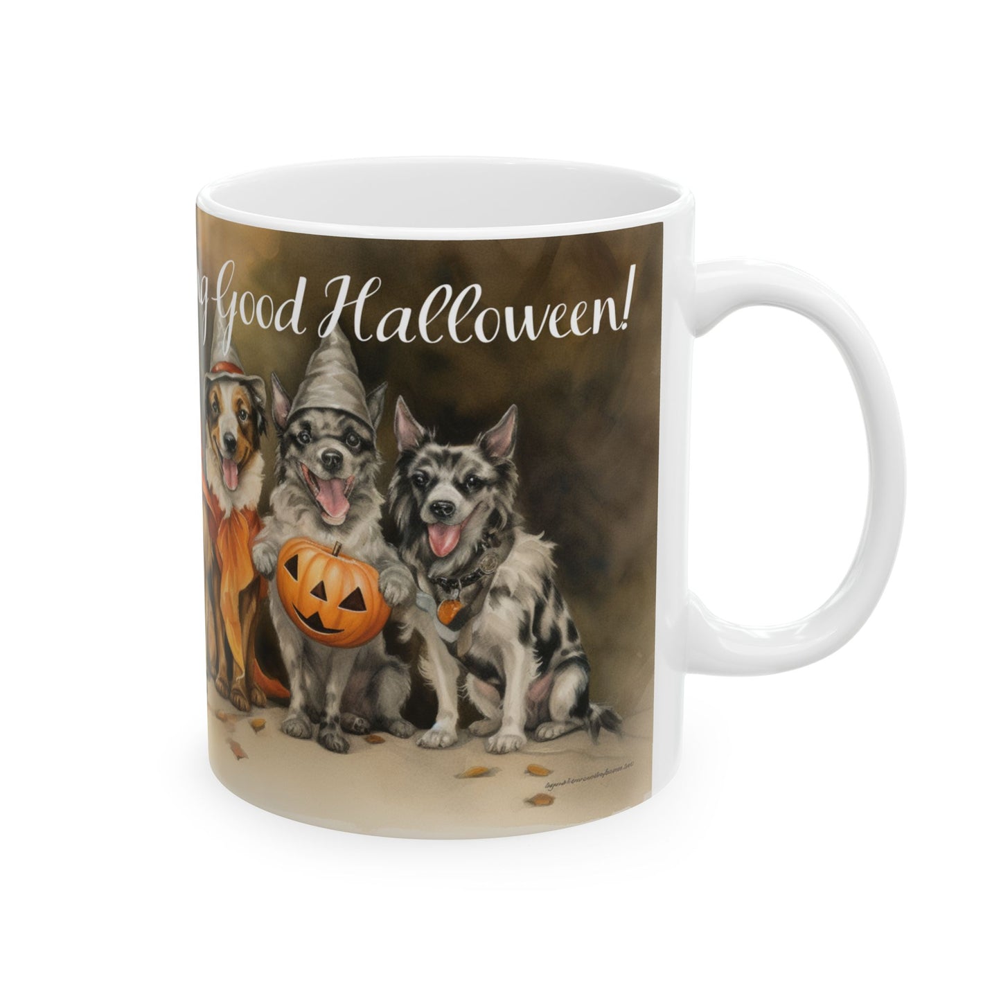 Vintage Halloween Ceramic Mug - 11 oz. - We're Having a Barking Good Halloween! - Perfect Mug for Dog Lovers and Halloween Fans. Too Cute!