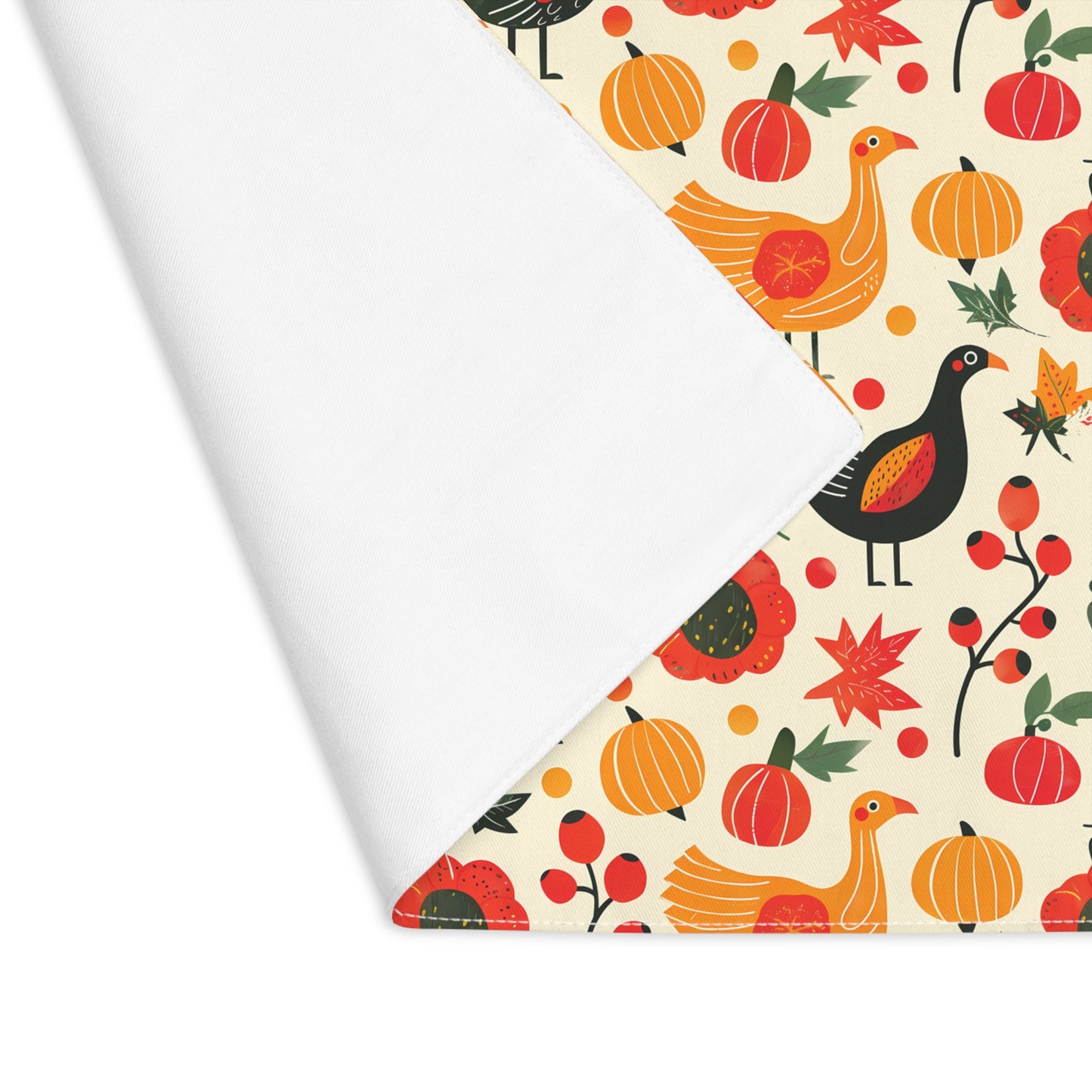 Turkey Trot Harvest Placemat - Set Your Table in Full Fall Celebration with a Touch of Whimsy! Cotton Twill - 18" x 14"