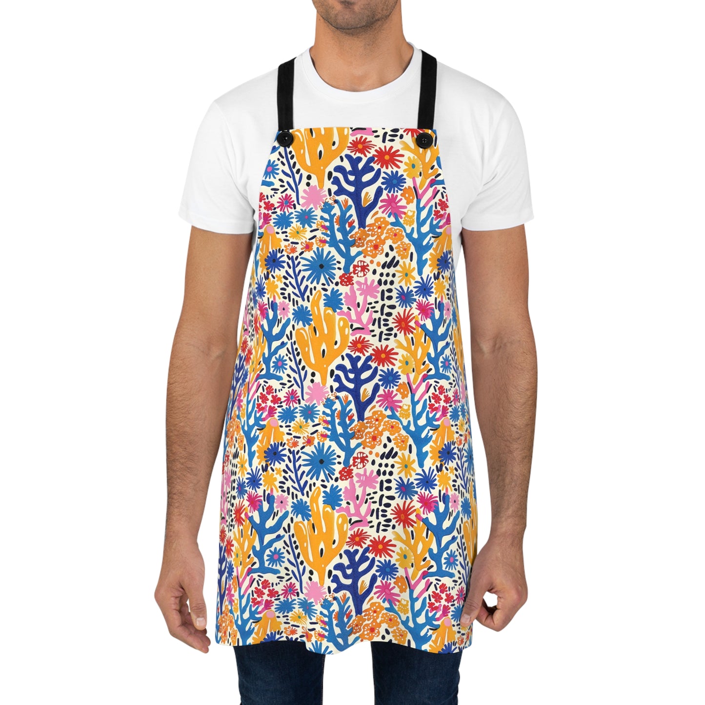 Coral Bloom Harmony Adult Apron - Dive into Culinary Creativity with Coral Bloom Harmony!