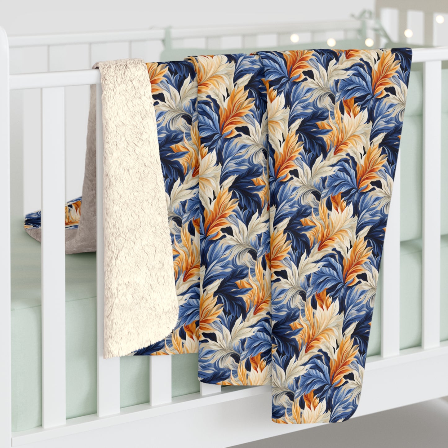 Feathered Fresco Fusion Sherpa Fleece Blanket - Wrap Yourself in Whimsy - A Tapestry of Comfort and Style! Available in 2 sizes.