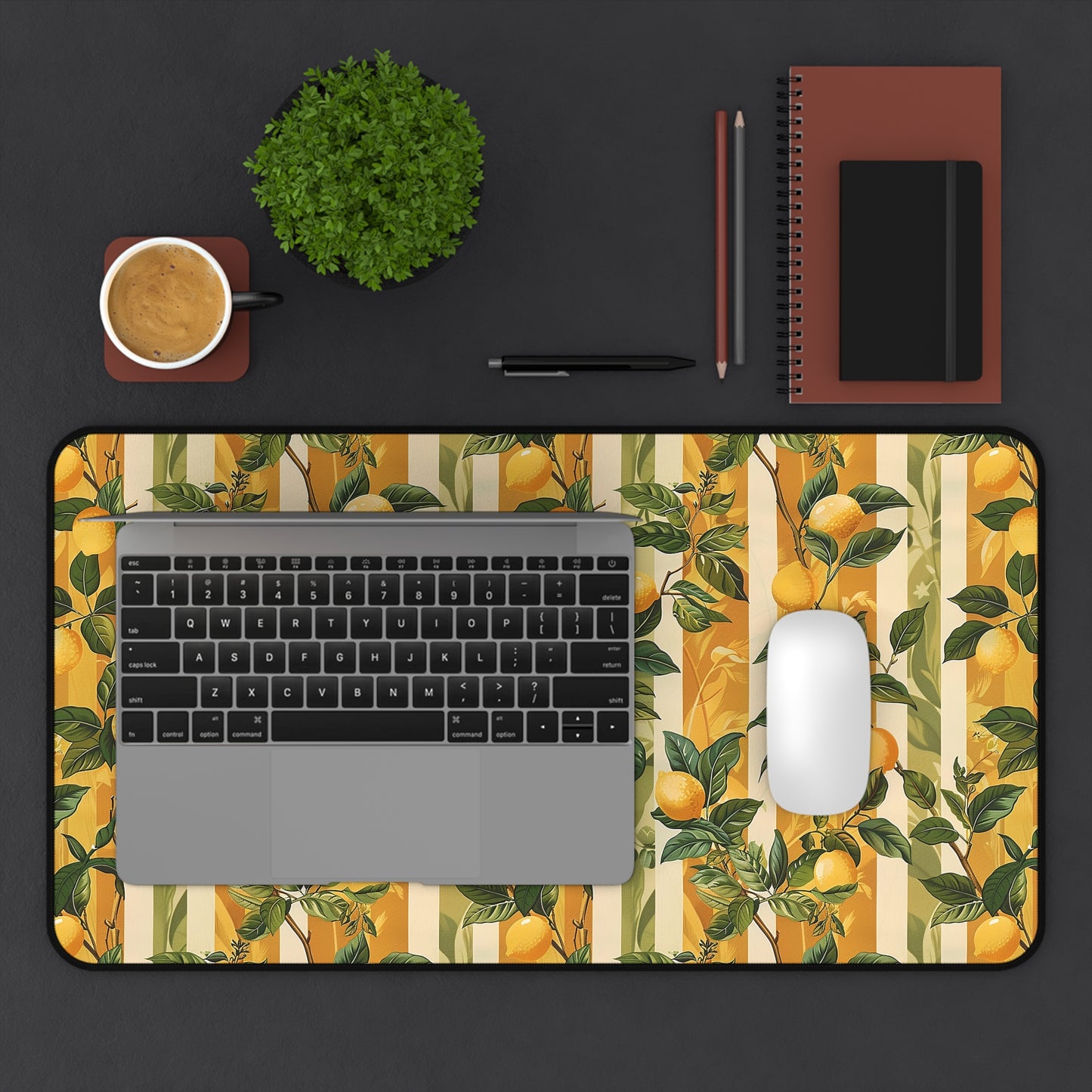 Lemon Grove Elegance Desk Mat (Desk Pad) - Bring a Taste of European-Inspired Citrus Charm to Your Desk! Available in 3 sizes.