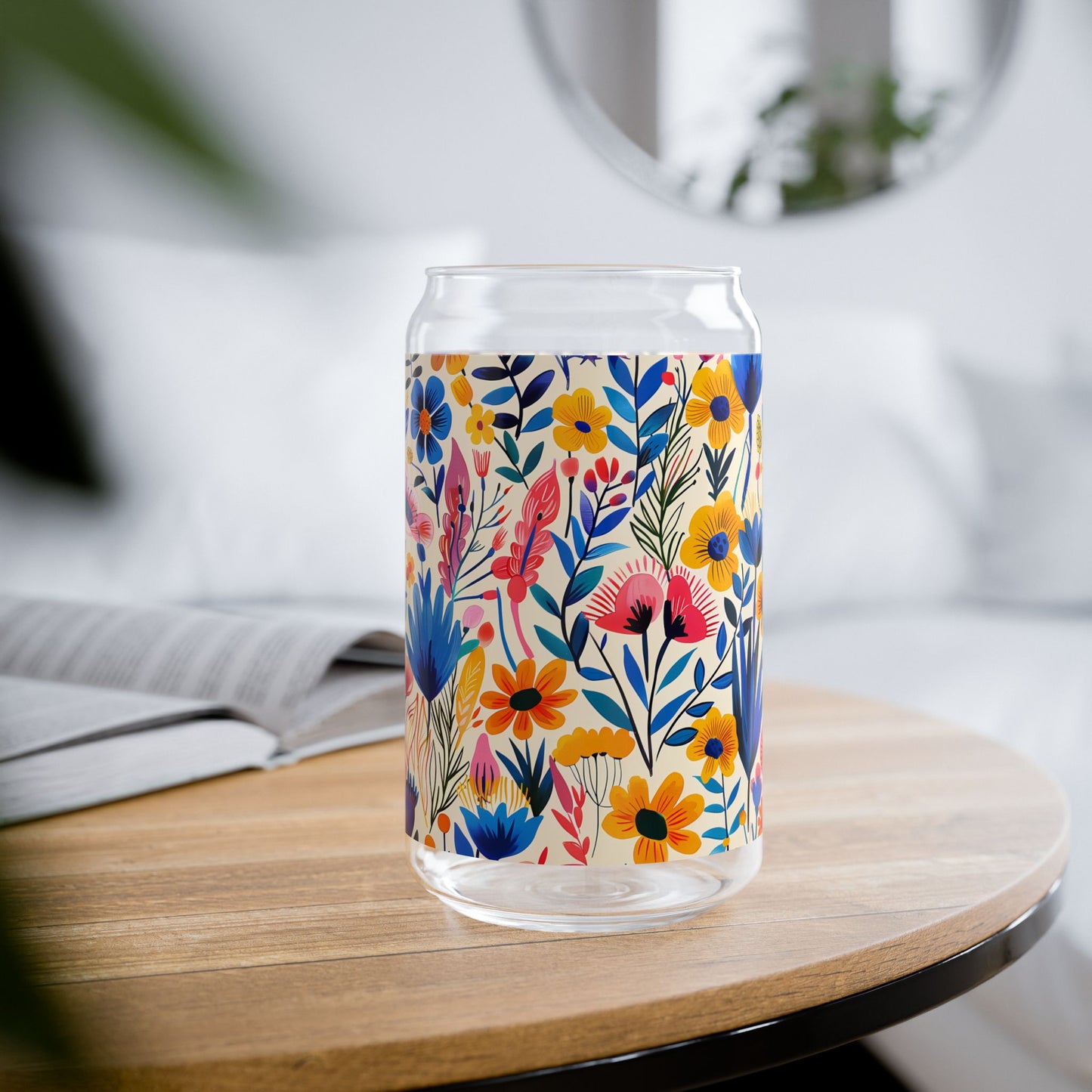 Happy Heartfelt Blooms Sipper Glass Tumbler - 16 oz - Sip with Love in Every Bloom!