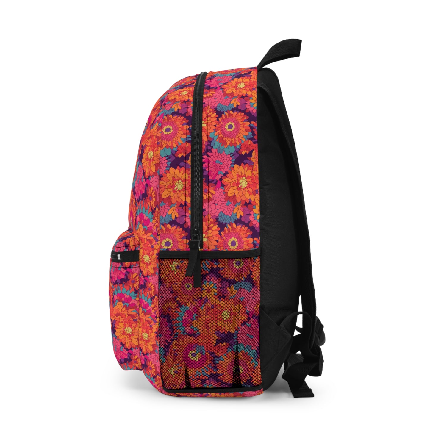 On Fire Flower Power Backpack - Ignite Your Style with the On Fire Flower Power Backpack—A Groovy Throwback to the Swinging '60s!