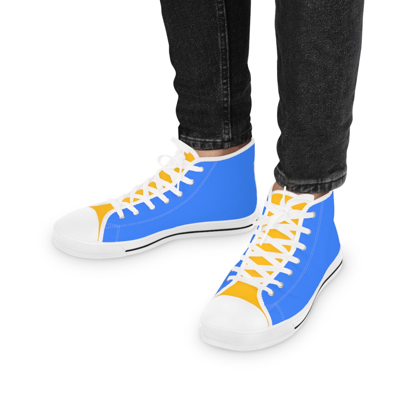 Bold & Gold Men's Two-Tone High Top Sneakers - Stand Out in Style with Classic Blue and Striking Gold! The Perfect Sporty Conbination!