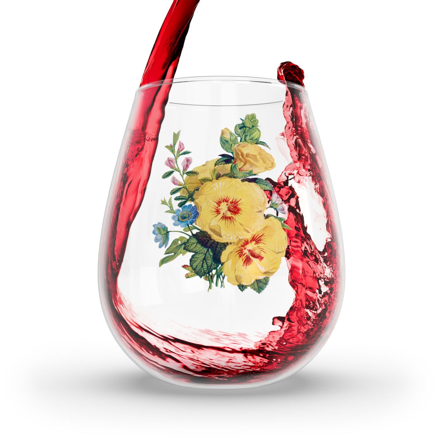 Vintage Yellow Bloom Serenity Stemless Wine Glass - 11.75 oz - Cheers to Cheerful Moments! From Our Vintage Floral Collection.