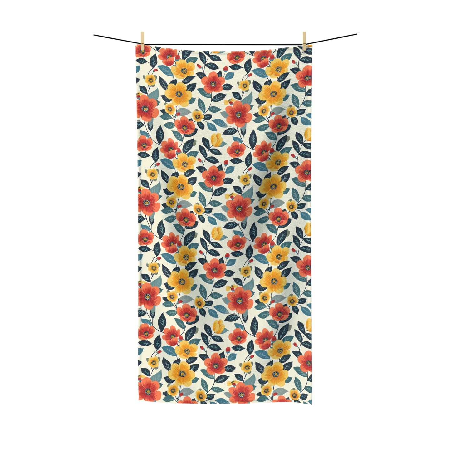 Retro Blooming Bliss Polycotton Bath Towel - Available in 2 sizes.