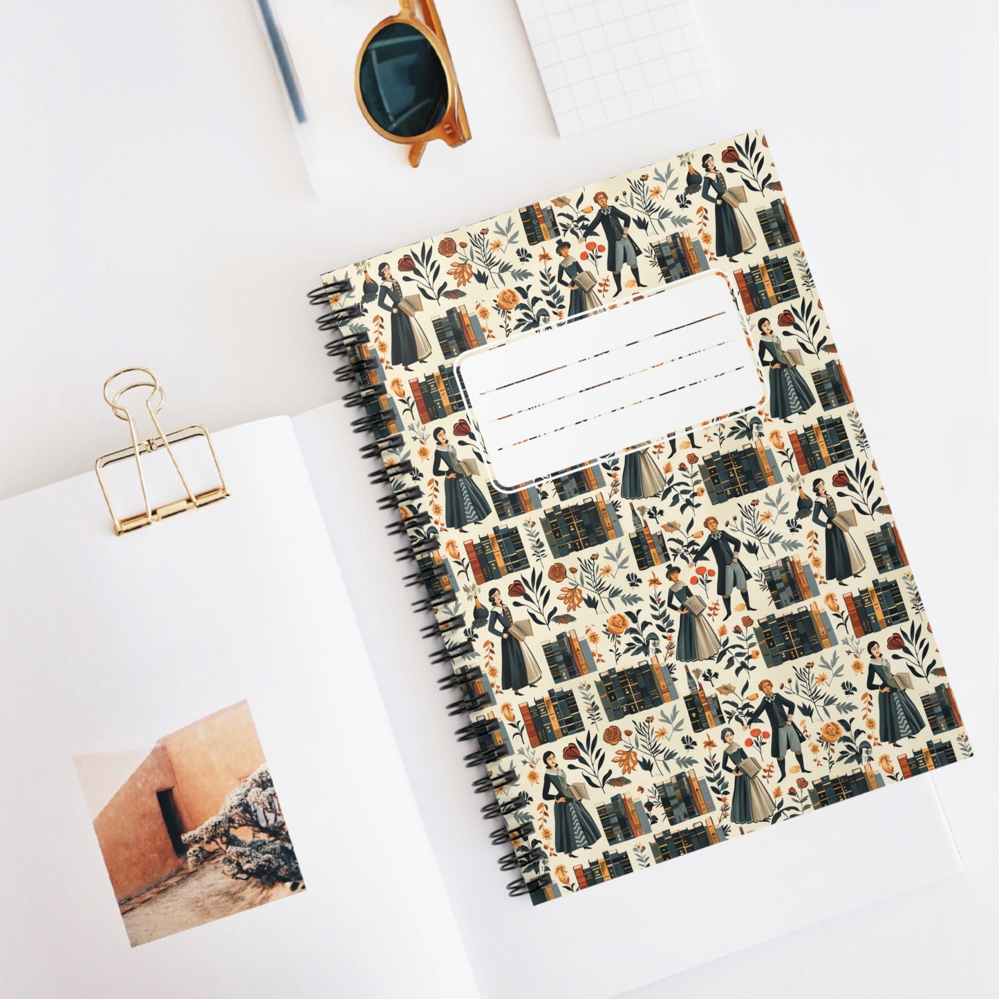 Shakespearean Charm Chic Spiral Notebook - Ruled Line - Write Your Story in Timeless Elegance – Inspired by the World of Shakespeare!