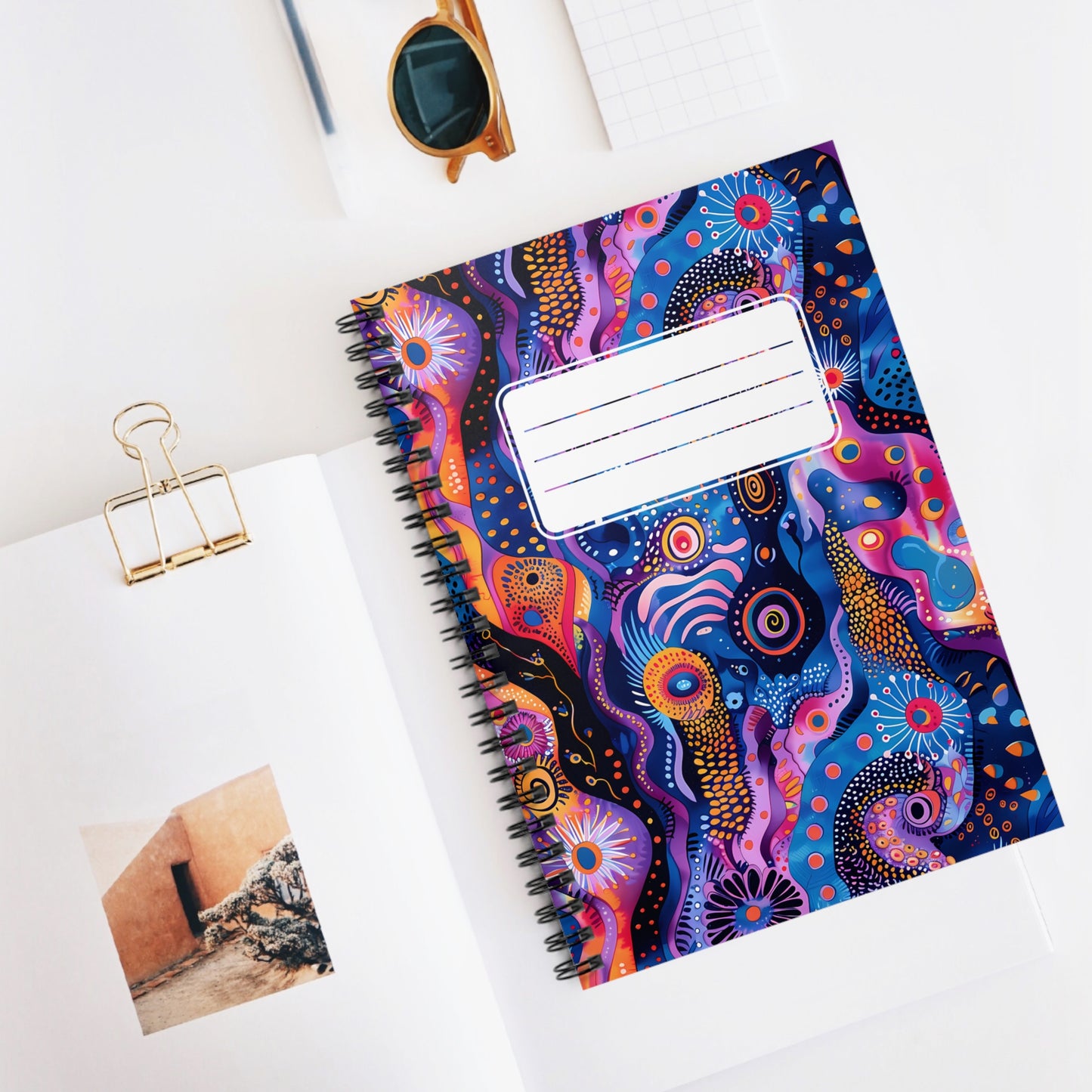 Purple Craziness with Label Chic Spiral Notebook - Ruled Line - Dive into the Colorful Chaos of Purple Craziness!