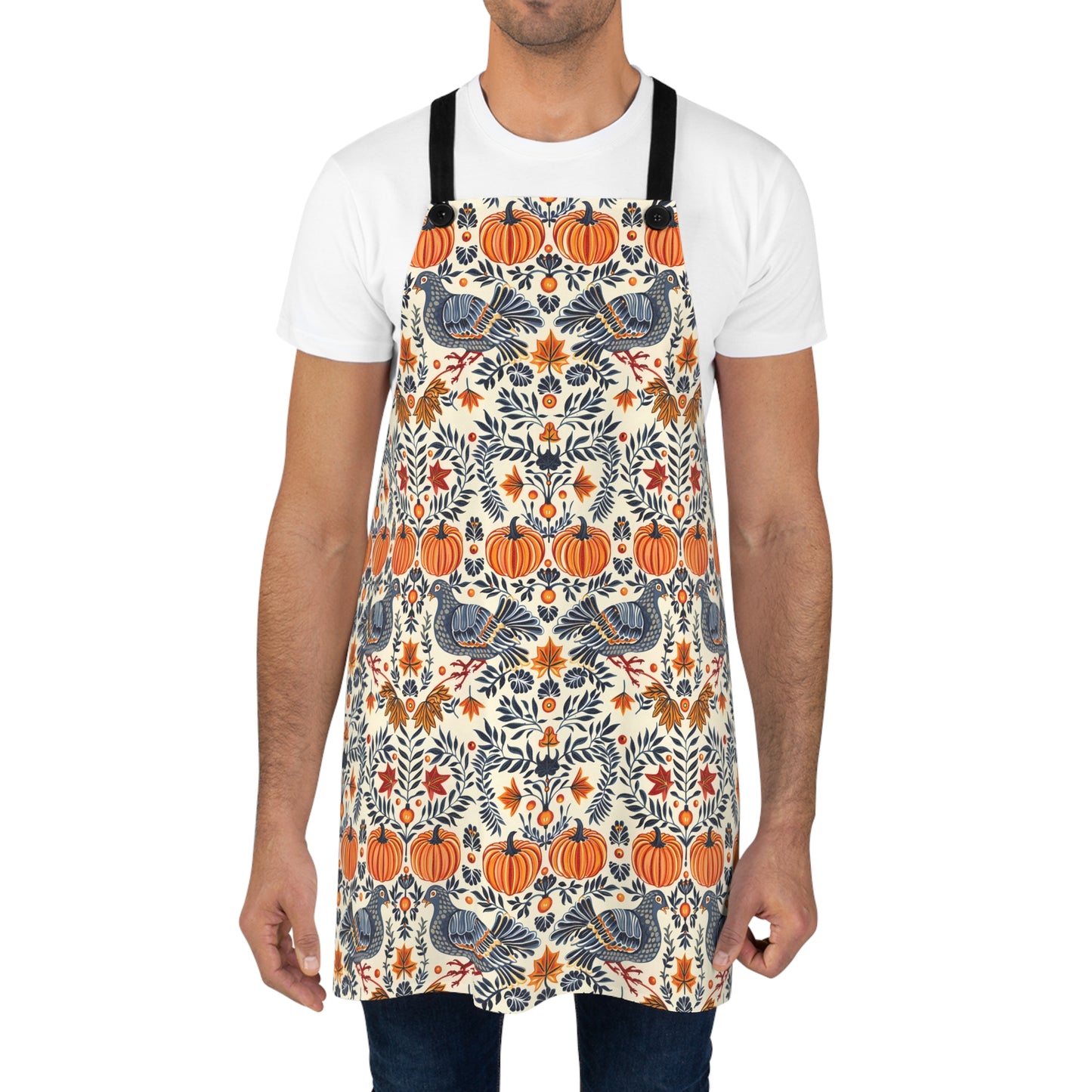 Autumn Harvest Woodcut Adult Apron - Bring a Touch of Rustic Tradition to Your Holiday Kitchen!