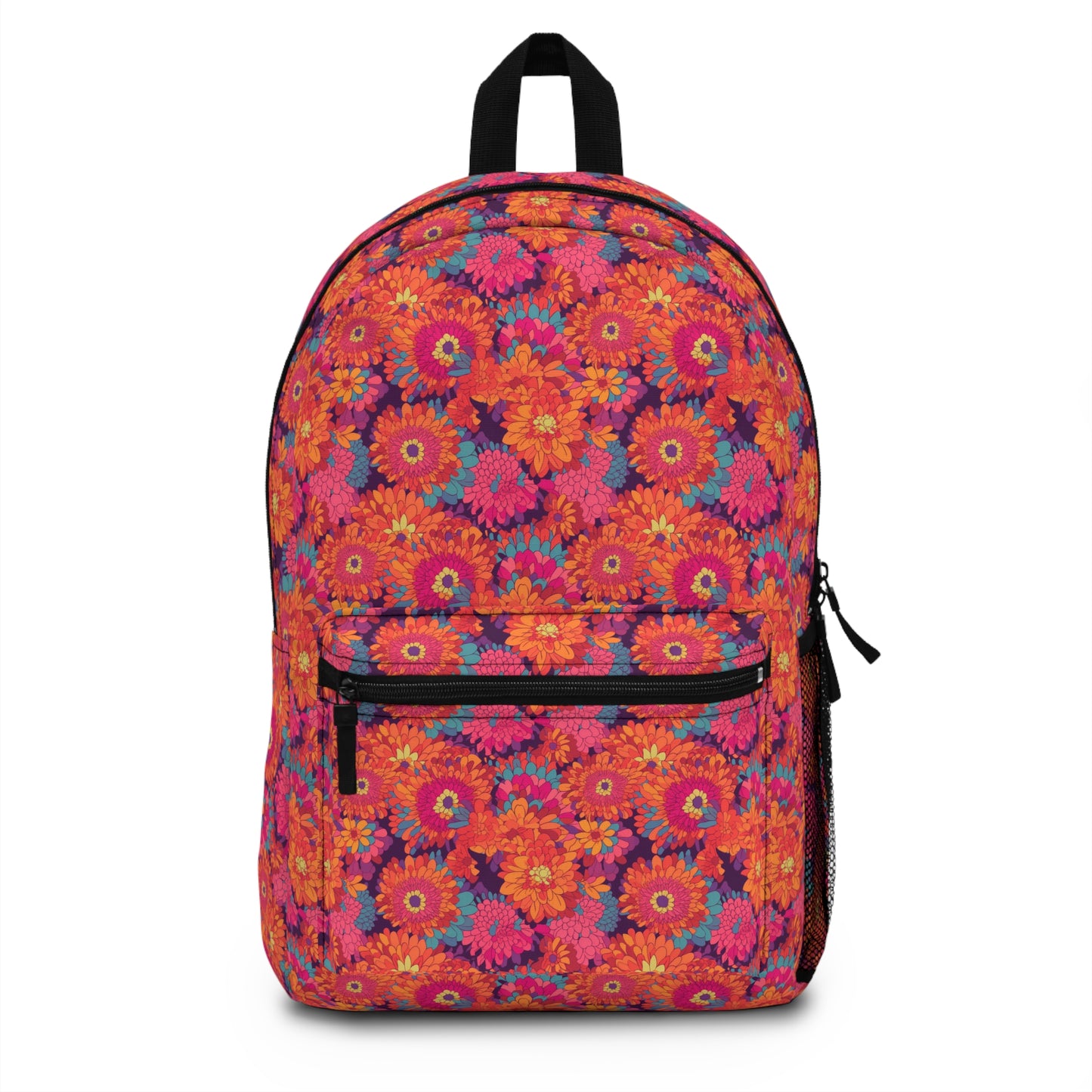 On Fire Flower Power Backpack - Ignite Your Style with the On Fire Flower Power Backpack—A Groovy Throwback to the Swinging '60s!