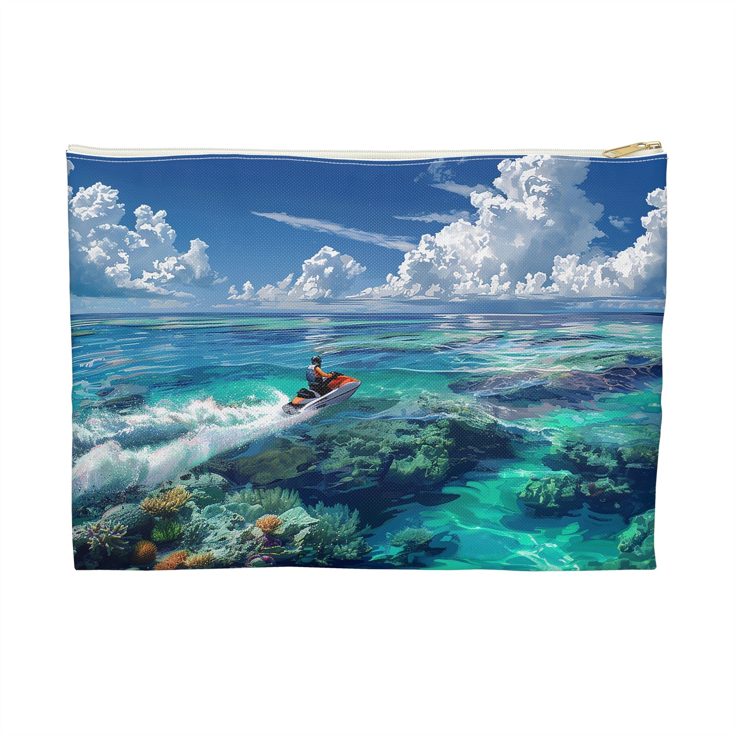 Jet Ski Tropical Paradise Accessory Pouch - Ride the Waves of Tropical Adventure! Available in 2 sizes.