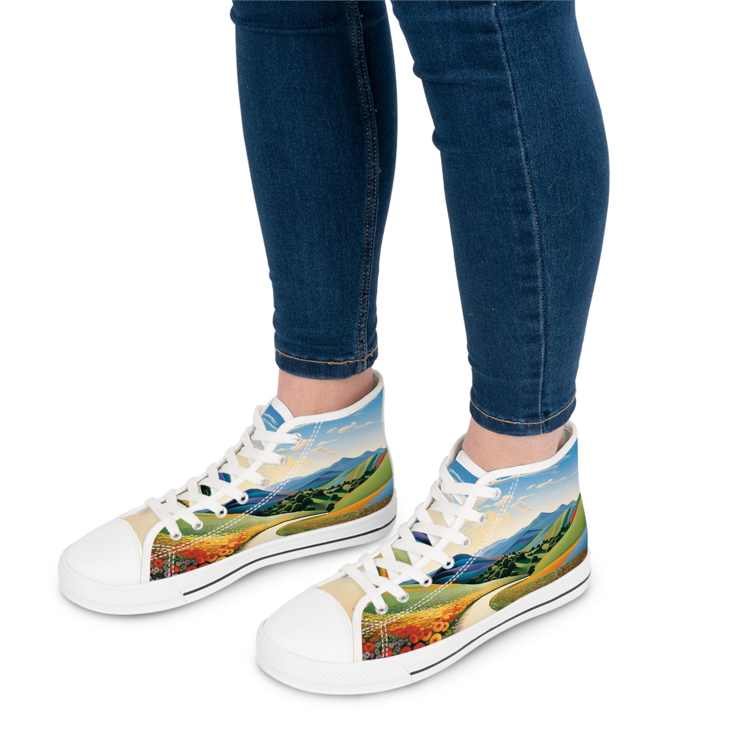 Bliss Road Adventure Ladies' High Top Sneakers - Stride with Style on Bliss Road - Walk the Path of Beauty!