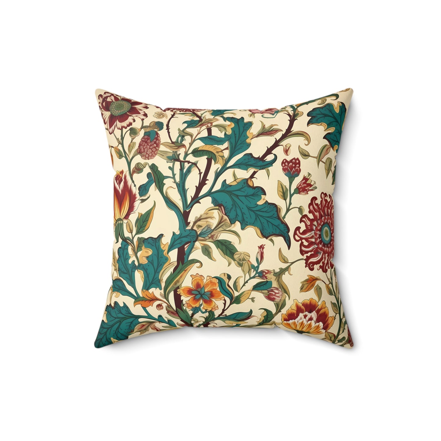 Baroque Fall Floral Tapestry Square Throw Pillow - Spun Polyester - Double-Sided Print - Concealed Zipper - Available in 4 sizes.